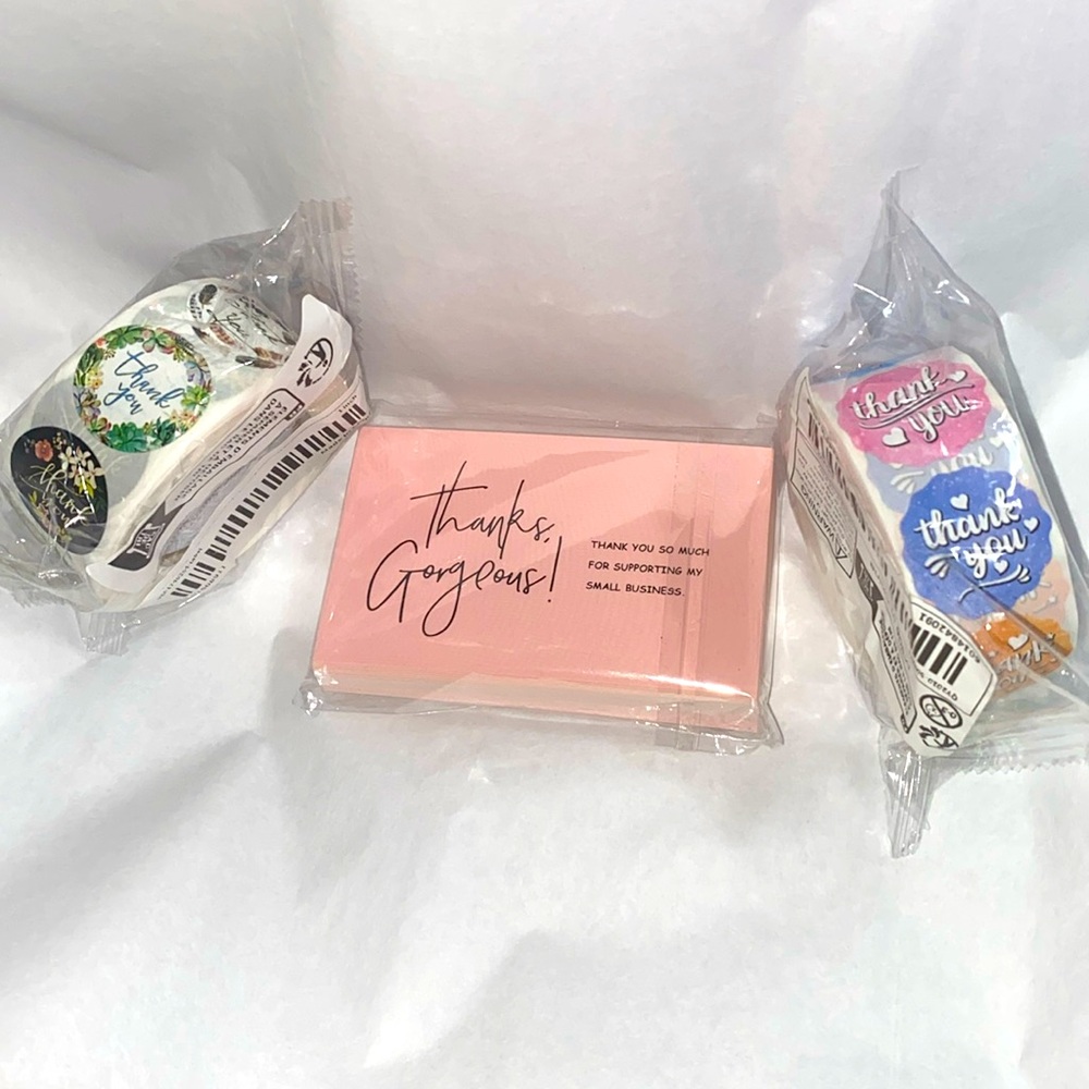 Thank You bundle of 1050 pieces: 50 thank you cards and 1000 thank you stickers